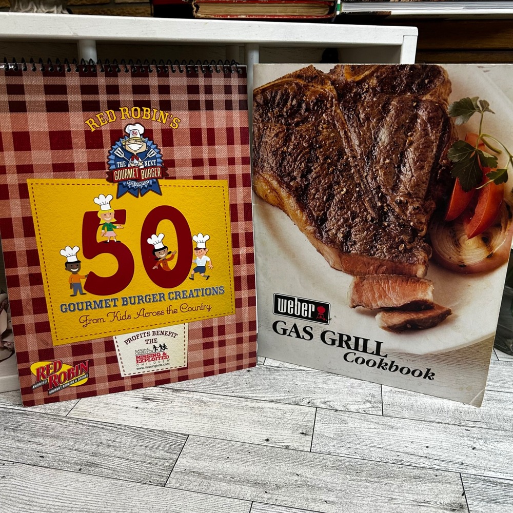 Weber Gas Grill Cookbook & Red Robin 50 Gourmet Burger Creations 2002 Booklets